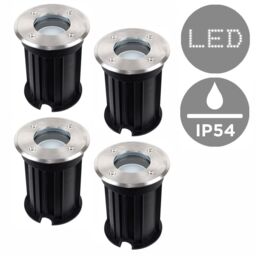 ValueLights Sussex 4 Pack Silver Outdoor Ground Walkover Light - thumbnail 1