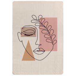 Benjamin Tate Design Minimal Line Drawing Of Womans Face Designer Rug in Natural - Size: Large - thumbnail 1