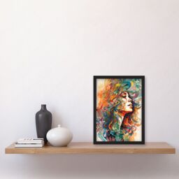 Artery8 Iris Goddess of Rainbows Multicoloured Flowing Hair Deity Portrait Modern Watercolour Illustration Artwork Framed Wall Art Print A4 in Black - thumbnail 2