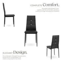 tectake Dining Chair Set Julien Set Of 6 - Black - Size: 6 Pack - thumbnail 3