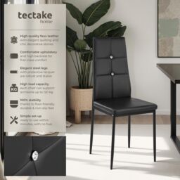 tectake Dining Chair Set Julien Set Of 6 - Black - Size: 6 Pack - thumbnail 2