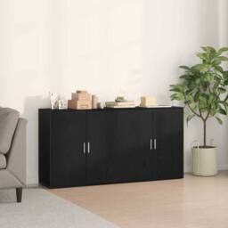 Berkfield Home Sideboards 2 pcs Black Oak 79x38x80 cm Engineered Wood - Size: 79 x 38 x 80 cm - thumbnail 2