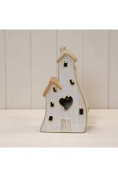 KDMD Glazed Ceramic Twin House Ornament - 22mm in Light Sand - thumbnail 2