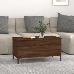 Berkfield Home Coffee Table Brown Oak 90x44.5x45 cm Engineered Wood - thumbnail 3
