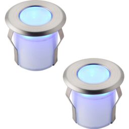 Loops 2 PACK Recessed Decking IP67 Guide Light - 0.8W Blue LED - Stainless Steel in Metallics
