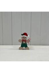 KDMD Wooden Gingerbread Kid with Candy Cane & Green Dungarees - thumbnail 2