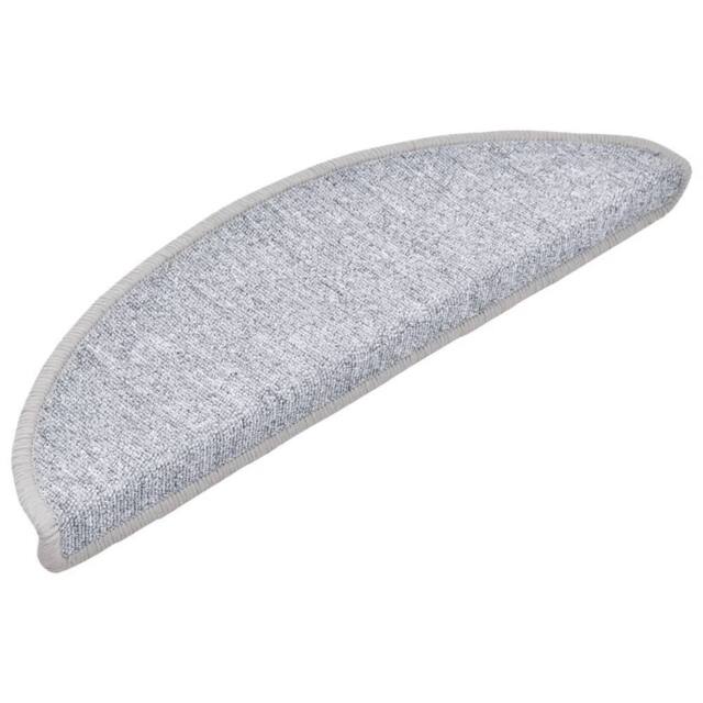 Berkfield Home Decorative Carpet Stair Treads 15 pcs Light Grey 56x17x3 cm - Size: Medium - image 1