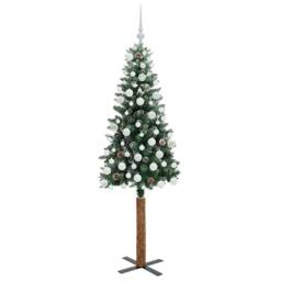Berkfield Home Elegant Slim Christmas Tree with 300 LEDs Green & White 180 cm - thumbnail 4