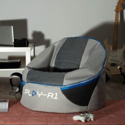 icon PLAY-R1 Alpha Kids Gaming Bean Bag Chair Grey Video Gaming Bean Bags in Light Grey