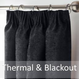 Luxury Living Chenille Blackout Pencil Pleat Top Curtains in Black - Size: 117 cm width x 183 cm drop - thumbnail 3