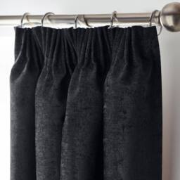 Luxury Living Chenille Blackout Pencil Pleat Top Curtains in Black - Size: 117 cm width x 183 cm drop - thumbnail 2
