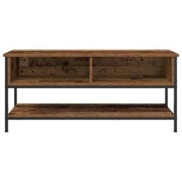 Berkfield Home TV Cabinet Old Wood 100x35x45 cm Engineered Wood & Steel in Brown - Size: 100 x 35 x 45 cm - thumbnail 3