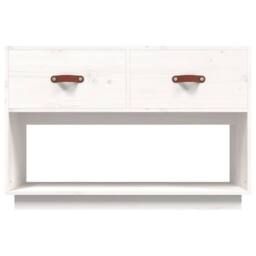 Berkfield Home TV Cabinet White 90x40x60 cm Solid Wood Pine - Size: 90 x 40 x 60 cm - thumbnail 6