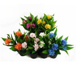 Leaf 18cm Artificial Freesia Plant Dark Pink Flowering Premium - thumbnail 8
