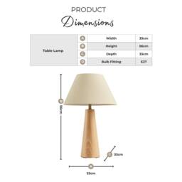 FurnitureboxUK Connie Wood Tapered Table Lamp in Light Brown - thumbnail 9