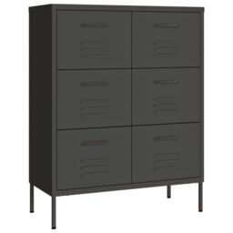 Berkfield Home Drawer Cabinet Anthracite 80x35x101.5 cm Steel in Black - thumbnail 2