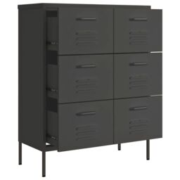 Berkfield Home Drawer Cabinet Anthracite 80x35x101.5 cm Steel in Black - thumbnail 6