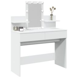 Berkfield Home Dressing Table with LED White 100x40x130 cm - Size: 100 x 40 x 130 cm - thumbnail 4