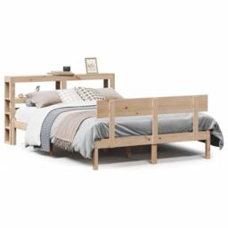 Berkfield Home Beautiful Bed Frame without Mattress 120x200 cm Solid Wood Pine in Natural - Size: Small Double - thumbnail 3