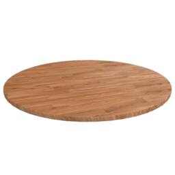 Berkfield Home Round Table Top Light Brown √ò80x1.5 cm Treated Solid Wood Oak - Size: 80x1.5 cm - thumbnail 2