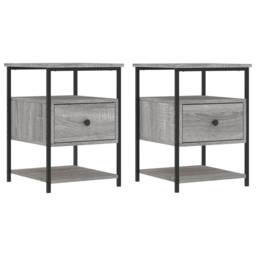Berkfield Home Durable Bedside Cabinets 2 pcs Grey Sonoma 40x42x56 cm Engineered Wood - Size: 40 x 42 x 56 cm - thumbnail 3