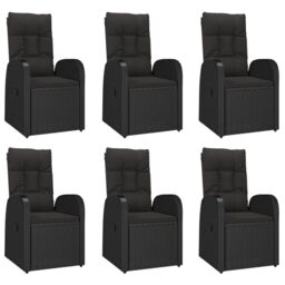 Berkfield Home 7 Piece Garden Dining Set Black Poly Rattan&Solid Wood Acacia - thumbnail 4
