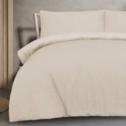Smart Living Luxury Super Soft Stripe Dobby Duvet Set & Pillowcases in Natural - Size: King - thumbnail 3