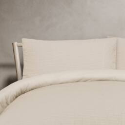 Smart Living Luxury Super Soft Stripe Dobby Duvet Set & Pillowcases in Natural - Size: King - thumbnail 2