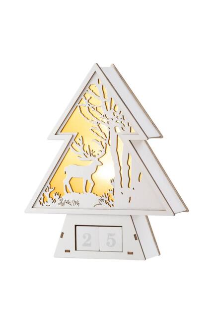 Belleek Living Reindeer Advent Wooden LED in Ivory - Size: 10 inches