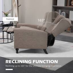 HOMCOM Marble Effect Manual Reclining Armchair w/ Footrest Studs Wood Legs in Brown - thumbnail 4