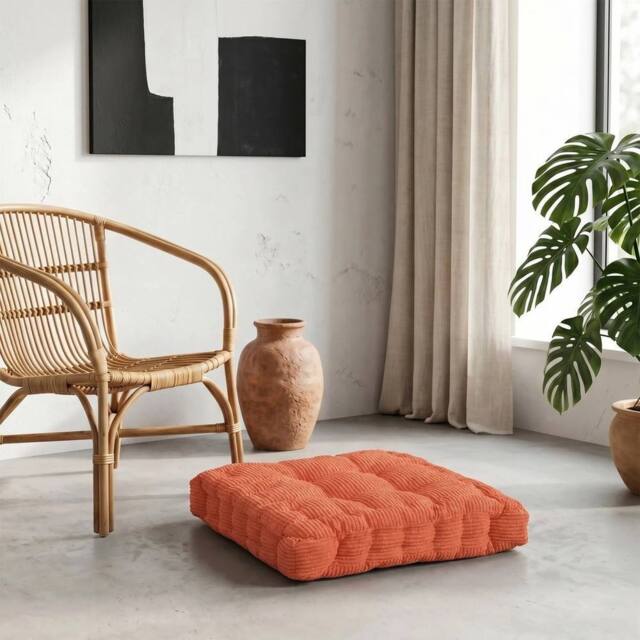 EONLION Orange Dining Chair Seat Pads Corduroy Square Thick Booster Cushion - Size: 120 cm x 90 cm - image 1