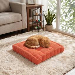 EONLION Orange Dining Chair Seat Pads Corduroy Square Thick Booster Cushion - Size: 120 cm x 90 cm - thumbnail 3