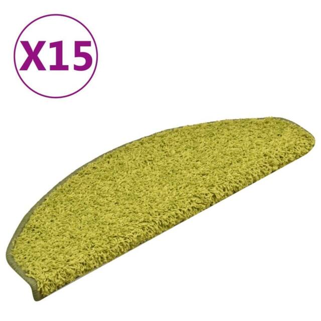 Berkfield Home Carpet Stair Treads 15 pcs Green 65x21x4 cm - Size: Medium - image 1