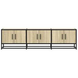 Berkfield Home TV Cabinet Sonoma Oak 150x35x41 cm Engineered Wood & Metal in Light Tan - Size: 150 x 35 x 41 cm - thumbnail 4
