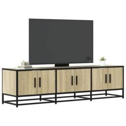 Berkfield Home TV Cabinet Sonoma Oak 150x35x41 cm Engineered Wood & Metal in Light Tan - Size: 150 x 35 x 41 cm - thumbnail 2