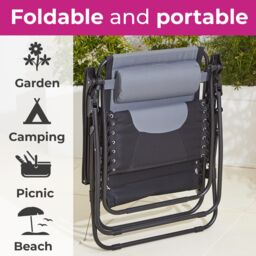 Neo Pair of Outdoor Zero Gravity XXL Sun Loungers in Grey - thumbnail 3