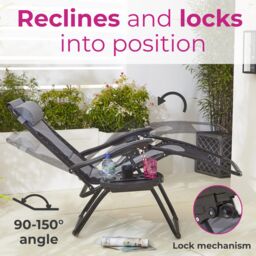 Neo Pair of Outdoor Zero Gravity XXL Sun Loungers in Grey - thumbnail 2