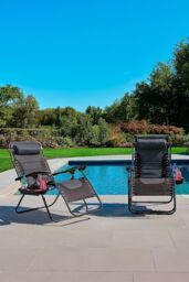 Neo Pair of Outdoor Zero Gravity XXL Sun Loungers in Grey - thumbnail 1