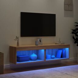 Berkfield Home TV Cabinets with LED Lights 2 pcs Sonoma Oak 60x30x30 cm in Brown - Size: 60 x 30 x 30 cm - thumbnail 3