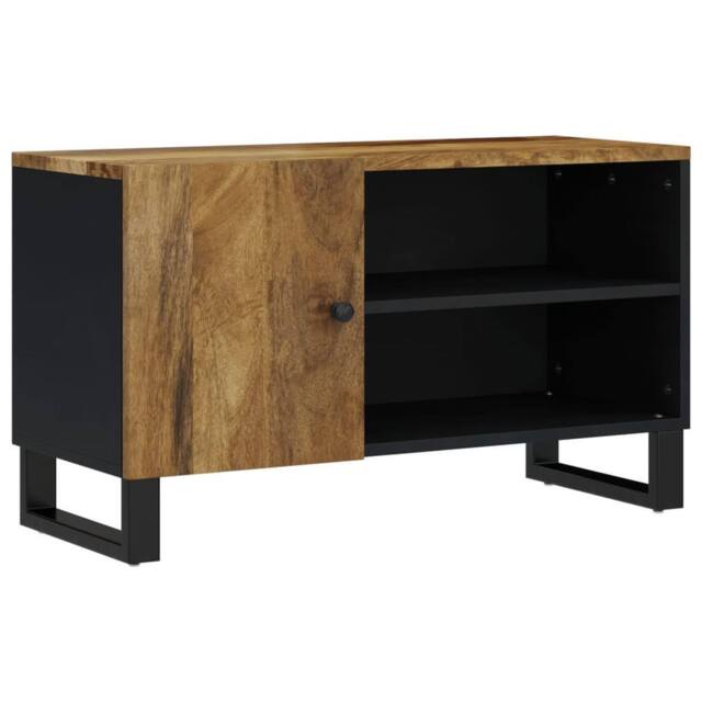 Berkfield Home TV Cabinet 80x33x46 cm Solid Wood Mango&Engineered Wood in Brown - Size: 80 x 33 x 46 cm - image 1