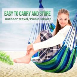 NESTLUNE A Hanging Chair Outdoor, Stripe Garden Swing Seat in Blue - Size: 100 cm x 15 cm - thumbnail 4