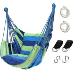 NESTLUNE A Hanging Chair Outdoor, Stripe Garden Swing Seat in Blue - Size: 100 cm x 15 cm - thumbnail 1