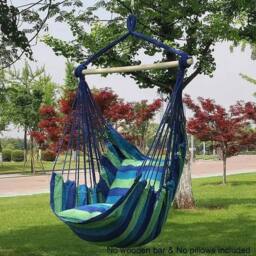 NESTLUNE A Hanging Chair Outdoor, Stripe Garden Swing Seat in Blue - Size: 100 cm x 15 cm - thumbnail 3