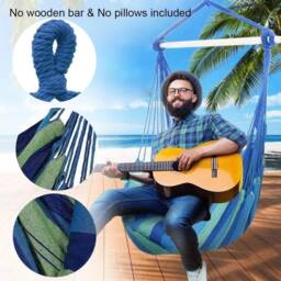 NESTLUNE A Hanging Chair Outdoor, Stripe Garden Swing Seat in Blue - Size: 100 cm x 15 cm - thumbnail 5