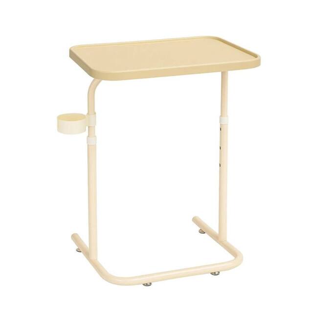 VOGREX Overbed Table Height Foldable Laptop Sofa Side Table Stand Beige - image 1