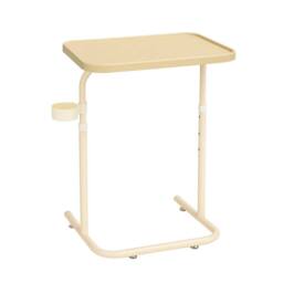 VOGREX Overbed Table Height Foldable Laptop Sofa Side Table Stand Beige - thumbnail 1