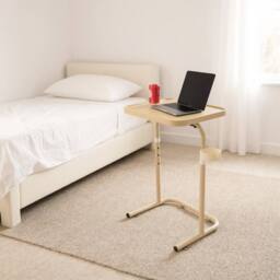 VOGREX Overbed Table Height Foldable Laptop Sofa Side Table Stand Beige - thumbnail 4