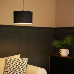 ValueLights Reni Charcoal Grey Fabric Easy Fit Drum Ceiling Lamp Shade - Size: Medium - thumbnail 4