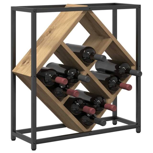 Berkfield Home Gorgeous Wine Rack Artisan Oak 51x18x52, 5 cm Engineered Wood in Brown - image 1