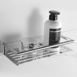 Showerdrape Verso Stainless Steel Chrome Rectangular Shower Basket in Silver - thumbnail 1